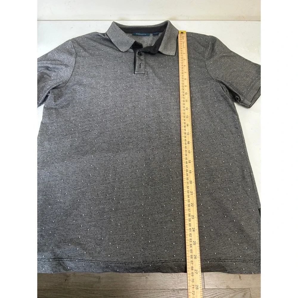 Perry‎ Ellis Mens Gray Micro Dot Short Sleeve Polo Shirt Large 4523